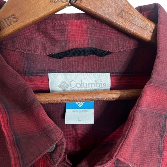 Columbia Plaid Performance Long Sleeve Button Down Shirt Red Size Large - Picture 4 of 6